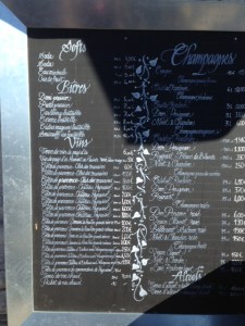 Les folies douce wine list