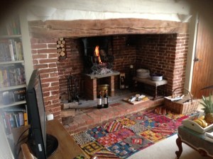 Wine warming by the fire