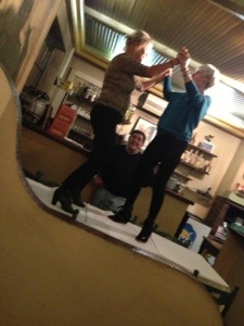 Dancing on the tables at the Valbonnaise