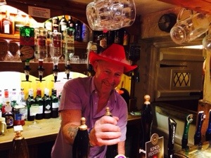 landlord with xmas hat