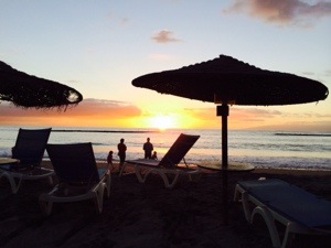 sun goes down over the sea in Tenerife