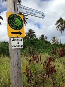 Is he coming after going to the Atlantis restaurant and then the Barbados wild life place? help me out here Reverend Jeff?