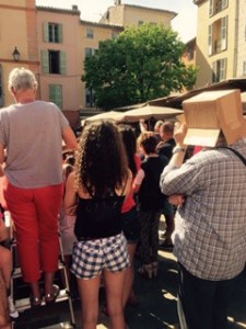 I wonder if he cut out some eye holes?